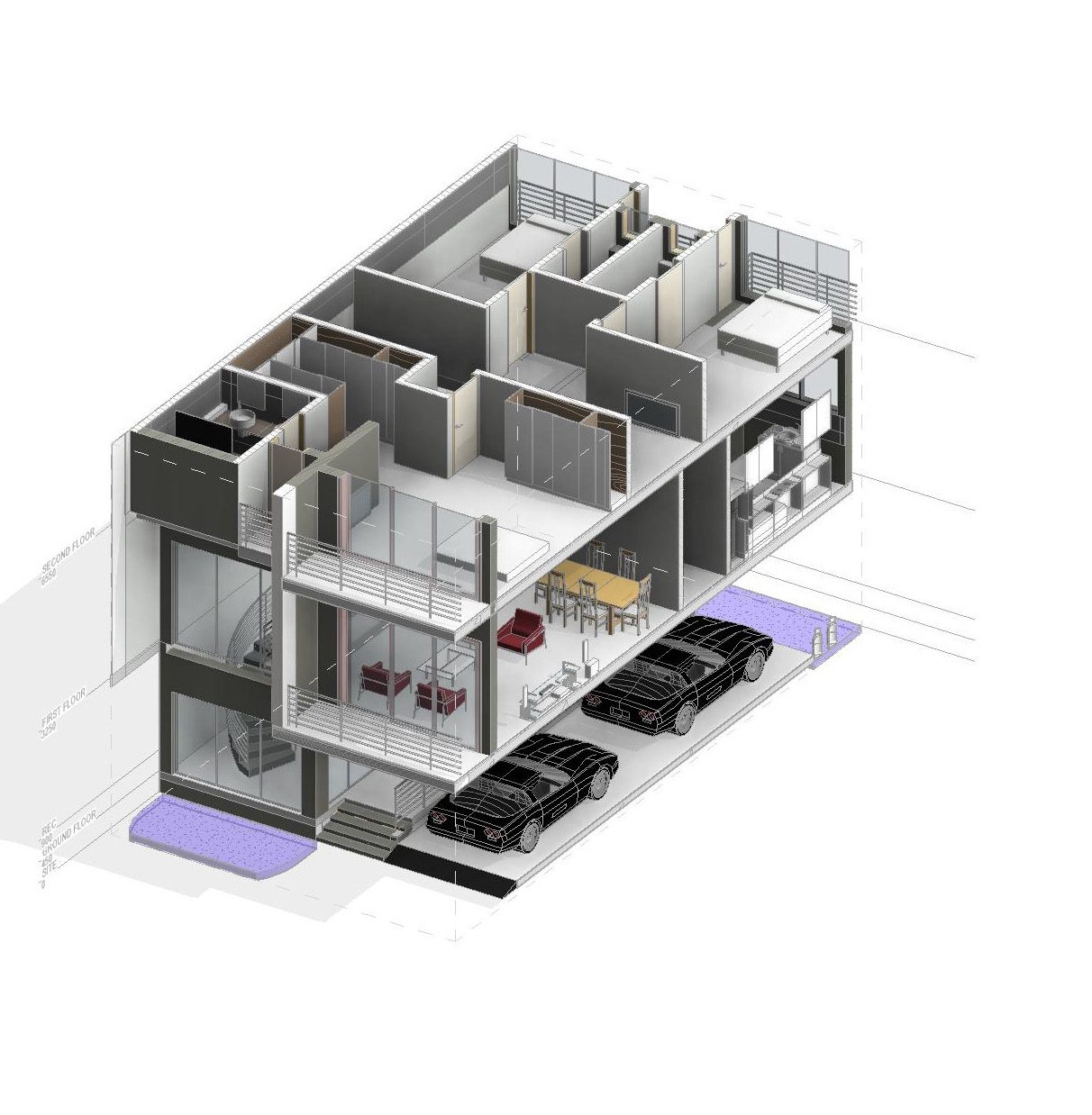 Terrace bedroom with fitted wardrobe and wall-mounted television